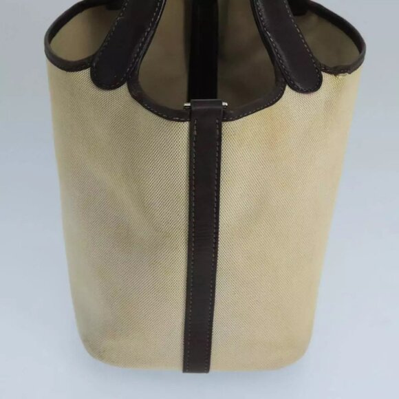 HERMES Picotan PM Hand Bag Canvas Beige Auth - Picture 8 of 14